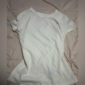 American Eagle Outfitters White Waffle fitted shirt